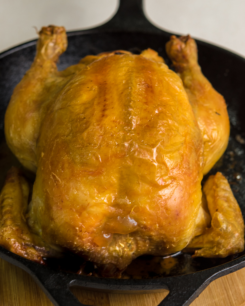 Roast chicken in cast iron pan