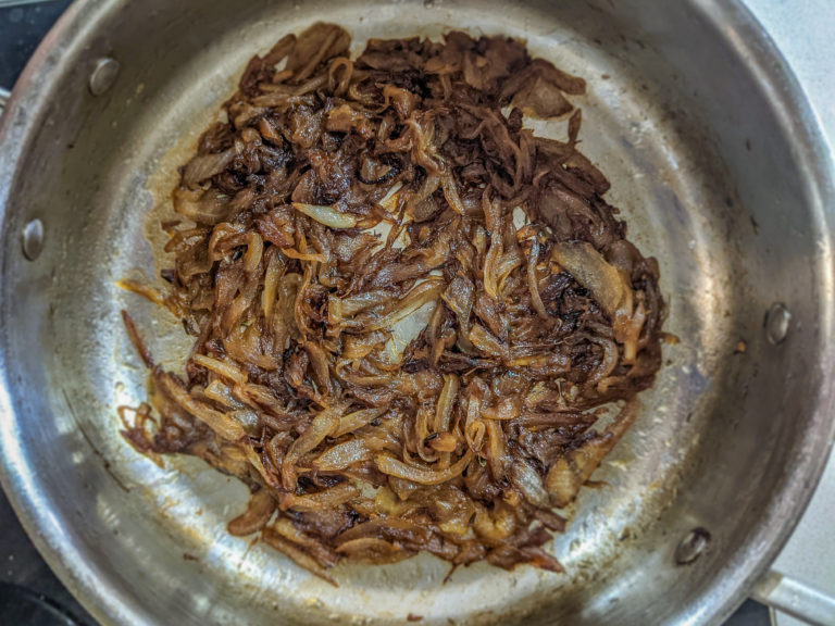 Caramelized onions in the pan