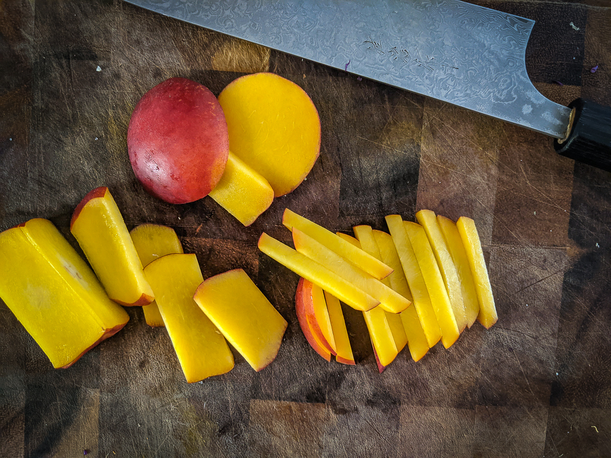 nectarines cut into julienne