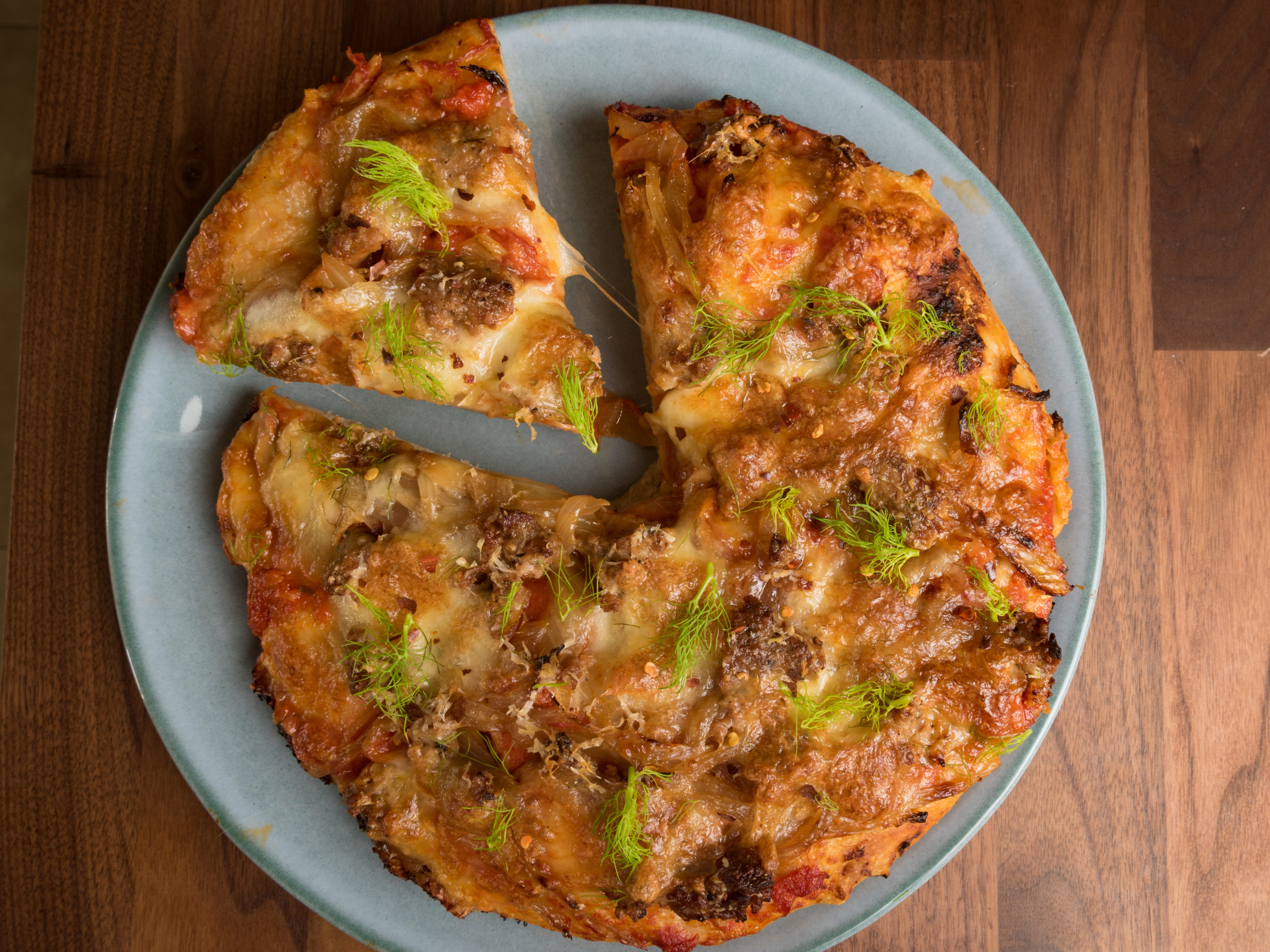 Maltese sausage and fennel pizza